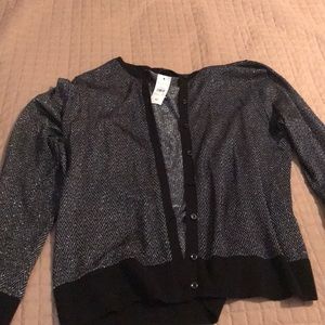 Black/Grey Matallic Buttoned Down Sweater